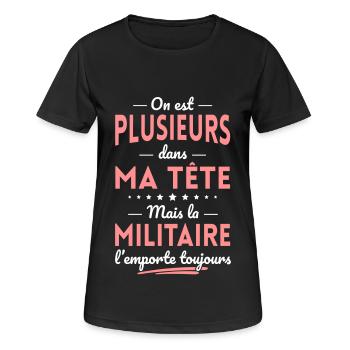 Plusieurs dans tête la Militaire l'emporte - T-shirt respirant Femme - noir - Devant - AI Model Female 172 light (172cm)
