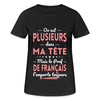 Plusieurs dans tête la Prof de Français l'emporte - T-shirt respirant Femme - noir - Devant - AI Model Female 172 light (172cm)