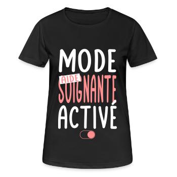 Mode aide-soignante activé - Idée cadeau - T-shirt respirant Femme - noir - Devant - AI Model Female 172 light (172cm)