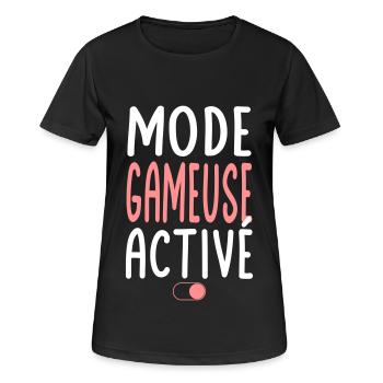 Mode Gameuse activé - Idée cadeau - T-shirt respirant Femme - noir - Devant - AI Model Female 172 light (172cm)