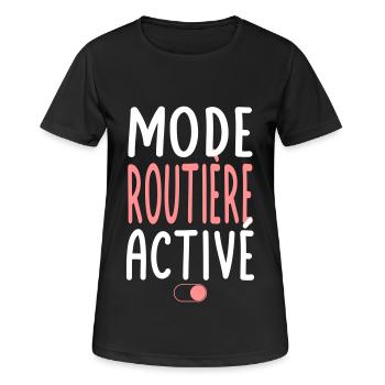 Mode Routière activé - Idée cadeau - T-shirt respirant Femme - noir - Devant - AI Model Female 172 light (172cm)