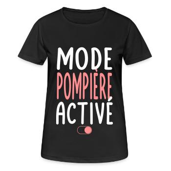 Mode Pompière activé - Idée cadeau - T-shirt respirant Femme - noir - Devant - AI Model Female 172 light (172cm)