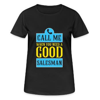 Good salesman, sales experts, humor - Women's Breathable T-Shirt - black - Front - AI Model Female 172 light (172cm)