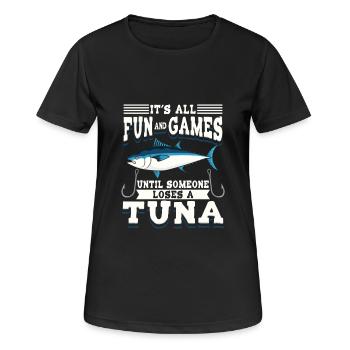 Humour au thon pour les pêcheurs en haute mer - T-shirt respirant Femme - noir - Devant - AI Model Female 172 light (172cm)