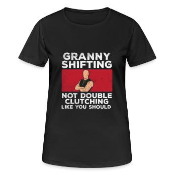 Granny Shifting – Amateur de voitures de levier de vitesses - T-shirt respirant Femme - noir - Devant - AI Model Female 172 light (172cm)