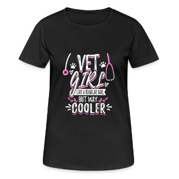 Vet Girl - Saying for Veterinary Assistant - Women's Breathable T-Shirt - black - Front - AI Model Female 172 light (172cm)