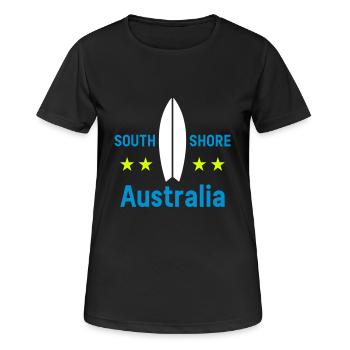 South shore, Australia (surfboard, stars) - Women's Breathable T-Shirt - black - Front - AI Model Female 172 light (172cm)