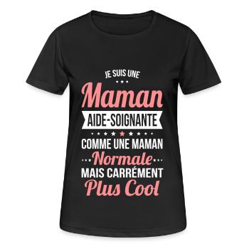 Maman aide-soignante comme maman normale plus cool - T-shirt respirant Femme - noir - Devant - AI Model Female 172 light (172cm)