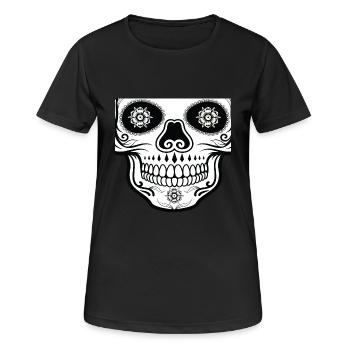 Mexikanischer Totenkopf Mundschutz - Frauen T-Shirt atmungsaktiv - Schwarz - Vorne - AI Model Female 172 light (172cm)