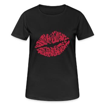Kussmund (dh) - Frauen T-Shirt atmungsaktiv - Schwarz - Vorne - AI Model Female 172 light (172cm)