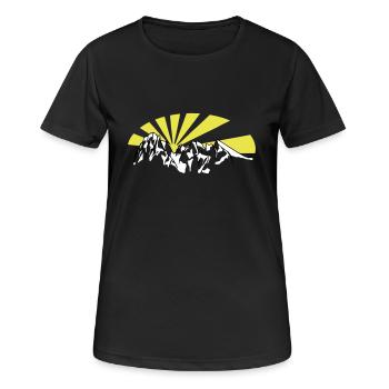 Langkofel - Saslonch - Sasso Lungo - Frauen T-Shirt atmungsaktiv - Schwarz - Vorne - AI Model Female 172 light (172cm)