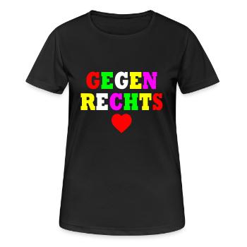 Gegen rechts - Frauen T-Shirt atmungsaktiv - Schwarz - Vorne - AI Model Female 172 light (172cm)