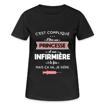Compliqué d'être une princesse et une infirmière - T-shirt respirant Femme - noir - Devant - AI Model Female 172 light (172cm)
