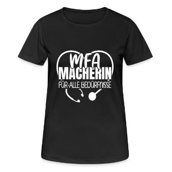 Arzthelferin Macherin MFA - Frauen T-Shirt atmungsaktiv - Schwarz - Vorne - AI Model Female 172 light (172cm)
