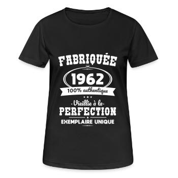 Anniversaire 60 ans - Fabriquée en 1962 - T-shirt respirant Femme - noir - Devant - AI Model Female 172 light (172cm)