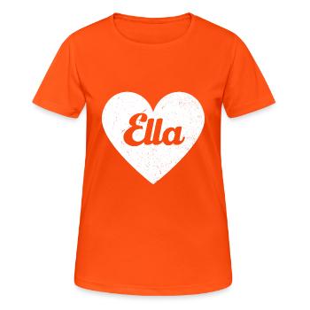 Ella Name Grosses Herz Liebe Grafik Geschenk - Frauen T-Shirt atmungsaktiv - Neonorange - Vorne - AI Model Female 172 dark (172cm)