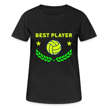 Best player (Volleyball, Sterne, Lorbeerkranz) - Frauen T-Shirt atmungsaktiv - Schwarz - Vorne - AI Model Female 172 light (172cm)