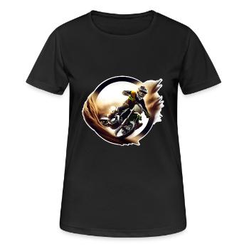 Motocross - Frauen T-Shirt atmungsaktiv - Schwarz - Vorne - AI Model Female 172 light (172cm)