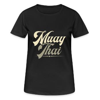 Muay Thai - Frauen T-Shirt atmungsaktiv - Schwarz - Vorne - AI Model Female 172 light (172cm)
