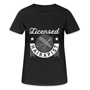 Hairapist agréé pour les barbiers - T-shirt respirant Femme - noir - Devant - AI Model Female 172 light (172cm)