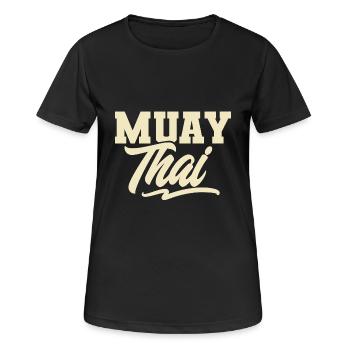 Muay Thai - Frauen T-Shirt atmungsaktiv - Schwarz - Vorne - AI Model Female 172 light (172cm)