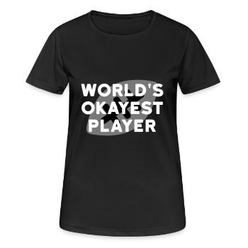 World's okayest player (Football im Hintergrund) - Frauen T-Shirt atmungsaktiv - Schwarz - Vorne - AI Model Female 172 light (172cm)