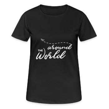THE FASHION TEE - AROUND THE WORLD - Frauen T-Shirt atmungsaktiv - Schwarz - Vorne - AI Model Female 172 light (172cm)