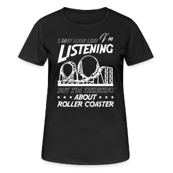 Je pense à Roller Coaster - T-shirt respirant Femme - noir - Devant - AI Model Female 172 light (172cm)