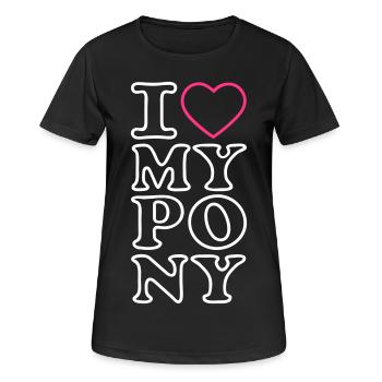 J'aime mon poney mon poney, je coeur j' - T-shirt respirant Femme - noir - Devant - AI Model Female 172 light (172cm)