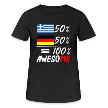 50% Griechisch 50% Deutsch - Frauen T-Shirt atmungsaktiv - Schwarz - Vorne - AI Model Female 172 light (172cm)