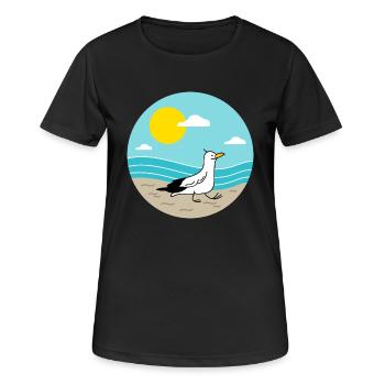 Möwe am Meer - Frauen T-Shirt atmungsaktiv - Schwarz - Vorne - AI Model Female 172 light (172cm)