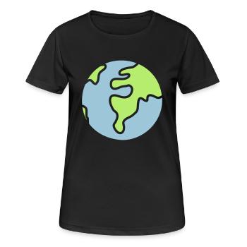 Globus - Welt - Frauen T-Shirt atmungsaktiv - Schwarz - Vorne - AI Model Female 172 light (172cm)