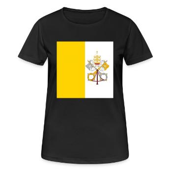 Flagge von Vatikanstadt, Katholisches päpstliches Staatsgeschenk - Frauen T-Shirt atmungsaktiv - Schwarz - Vorne - AI Model Female 172 light (172cm)