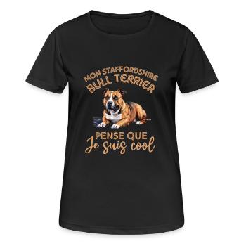 Staffordshire Bull Terrier race de chien wouf wouf - T-shirt respirant Femme - noir - Devant - AI Model Female 172 light (172cm)