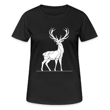 Abstrakter Rothirsch mit Geweih - Frauen T-Shirt atmungsaktiv - Schwarz - Vorne - AI Model Female 172 light (172cm)