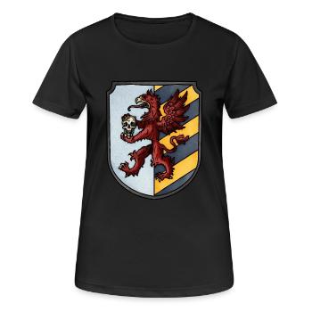 Wappen roter Greif - Frauen T-Shirt atmungsaktiv - Schwarz - Vorne - AI Model Female 172 light (172cm)