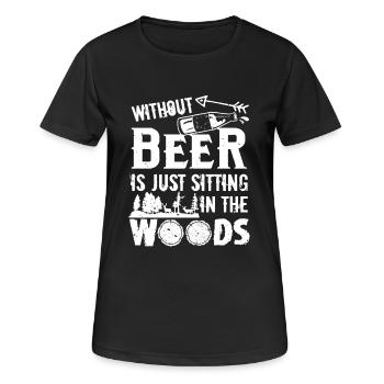 Camping Without Beer - Women's Breathable T-Shirt - black - Front - AI Model Female 172 light (172cm)