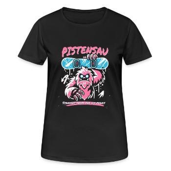 Pistensau - Snowboard - Schnee - Snowboarder - Frauen T-Shirt atmungsaktiv - Schwarz - Vorne - AI Model Female 172 light (172cm)