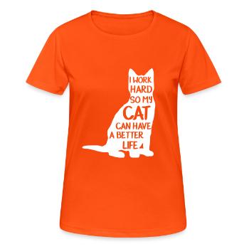 katze mit spruch - Frauen T-Shirt atmungsaktiv - Neonorange - Vorne - AI Model Female 172 dark (172cm)