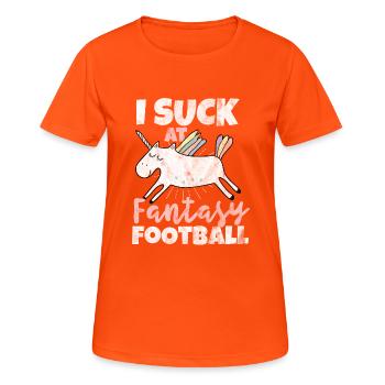 Je suce au Fantasy Football - T-shirt respirant Femme - orange néon - Devant - AI Model Female 172 dark (172cm)