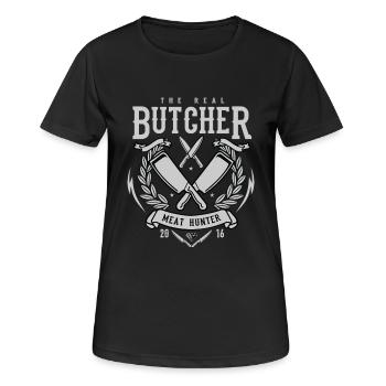 La vraie viande Butcher Hunter - T-shirt respirant Femme - noir - Devant - AI Model Female 172 light (172cm)