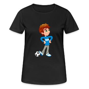 Boy Soccer Player - Frauen T-Shirt atmungsaktiv - Schwarz - Vorne - AI Model Female 172 light (172cm)