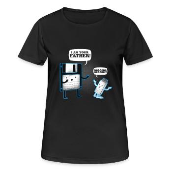 Clé USB Retro disque - T-shirt respirant Femme - noir - Devant - AI Model Female 172 light (172cm)