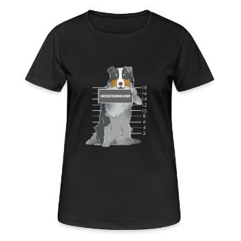Australian Shepherd heartbreaker dog gift - Women's Breathable T-Shirt - black - Front - AI Model Female 172 light (172cm)