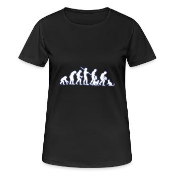 Evolution Katze lustiges Katzen Shirt Geschenk - Frauen T-Shirt atmungsaktiv - Schwarz - Vorne - AI Model Female 172 light (172cm)