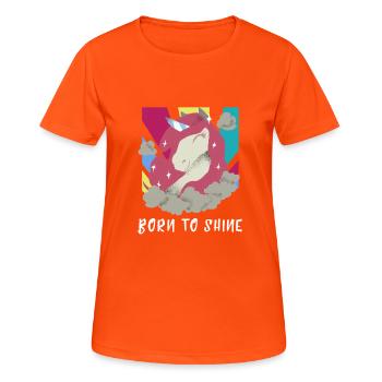 Born To Shine Unicorn Gift - Women's Breathable T-Shirt - neon orange - Front - AI Model Female 172 dark (172cm)