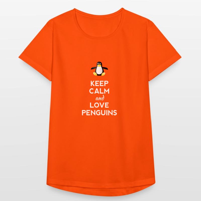 keep calm love Pinguine Linux nerd computer cpu lo Frauen T-Shirt atmungsaktiv