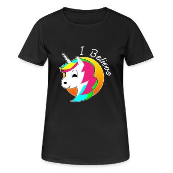 Unicorn Noël nouveau nouveau cadeau arc-en- - T-shirt respirant Femme - noir - Devant - AI Model Female 172 light (172cm)