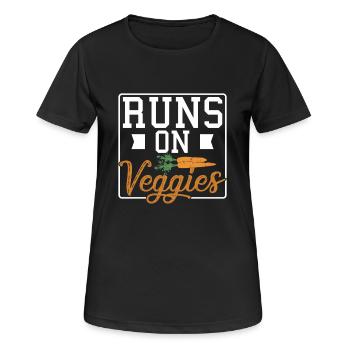 Runs on Veggies - Frauen T-Shirt atmungsaktiv - Schwarz - Vorne - AI Model Female 172 light (172cm)