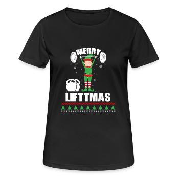 Elf Merry Liftmas Fitness Sport Bodybuilder - Frauen T-Shirt atmungsaktiv - Schwarz - Vorne - AI Model Female 172 light (172cm)